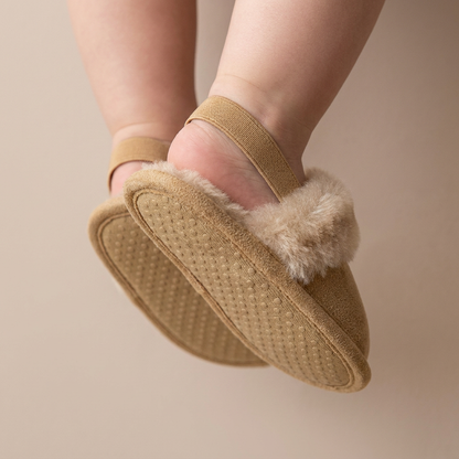 Faux Fur Trim Slide Sandals
