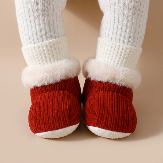 Fur Trim Ribbed Knit Booties