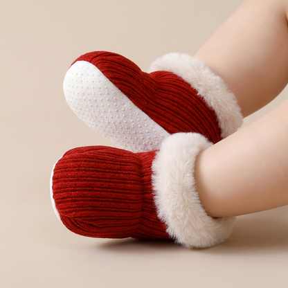 Fur Trim Ribbed Knit Booties