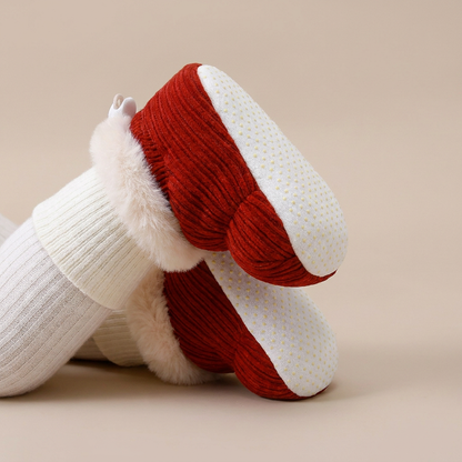 Fur Trim Ribbed Knit Booties