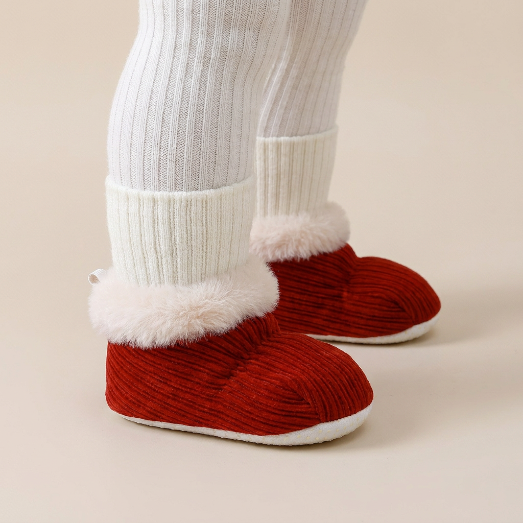 Fur Trim Ribbed Knit Booties