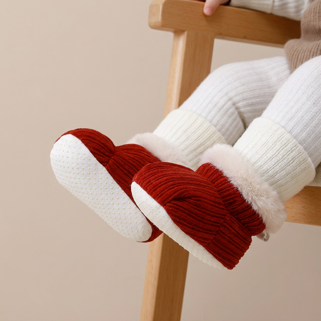 Fur Trim Ribbed Knit Booties