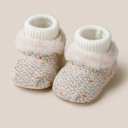 Fur Trim Ribbed Knit Booties