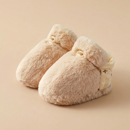 Fluffy Button Trim Booties