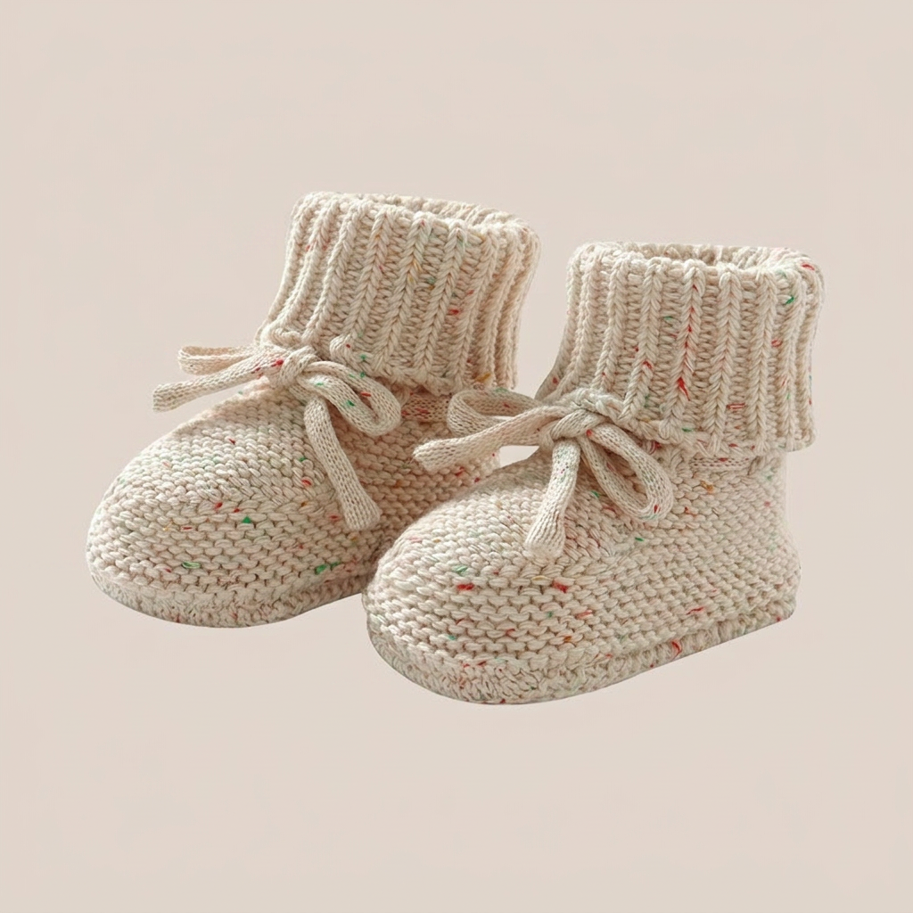 Speckled Knit Bow Booties
