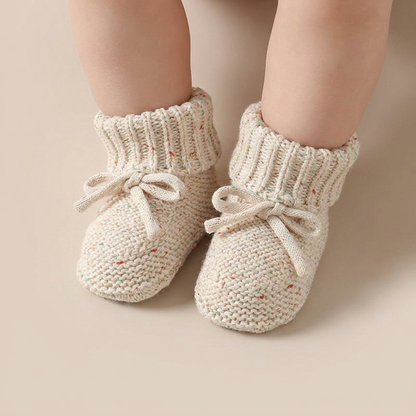 Speckled Knit Bow Booties