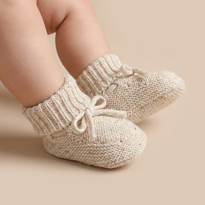 Speckled Knit Bow Booties