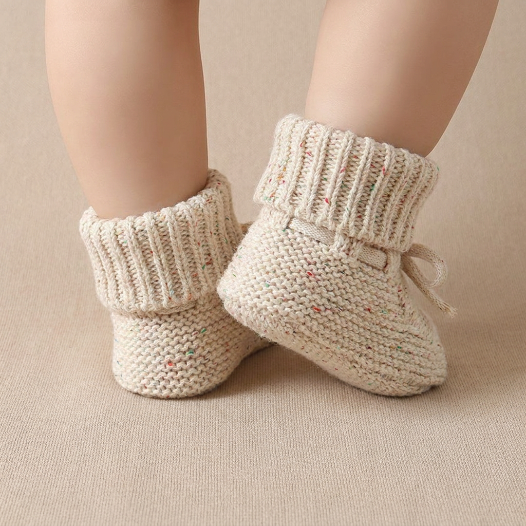 Speckled Knit Bow Booties