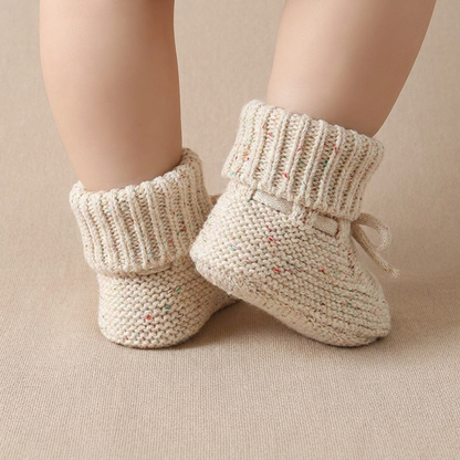 Speckled Knit Bow Booties