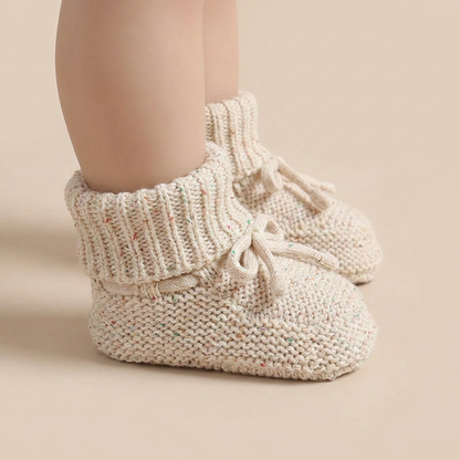 Speckled Knit Bow Booties