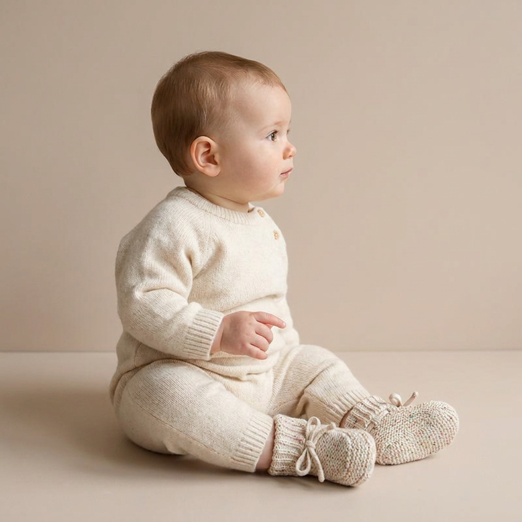 Speckled Knit Bow Booties