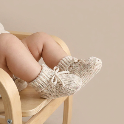 Speckled Knit Bow Booties