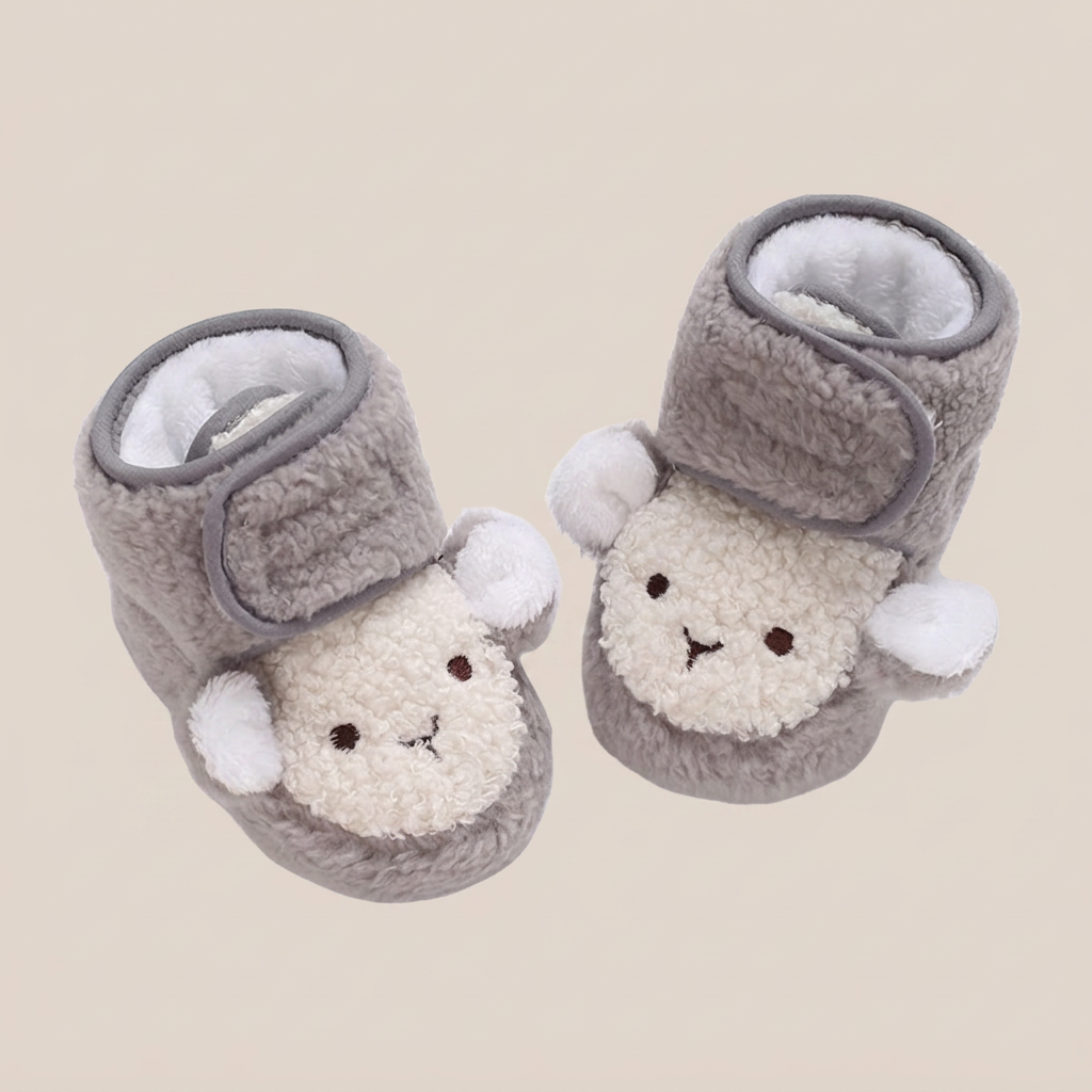 3D Lamb Face Sherpa Booties