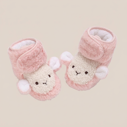 3D Lamb Face Sherpa Booties