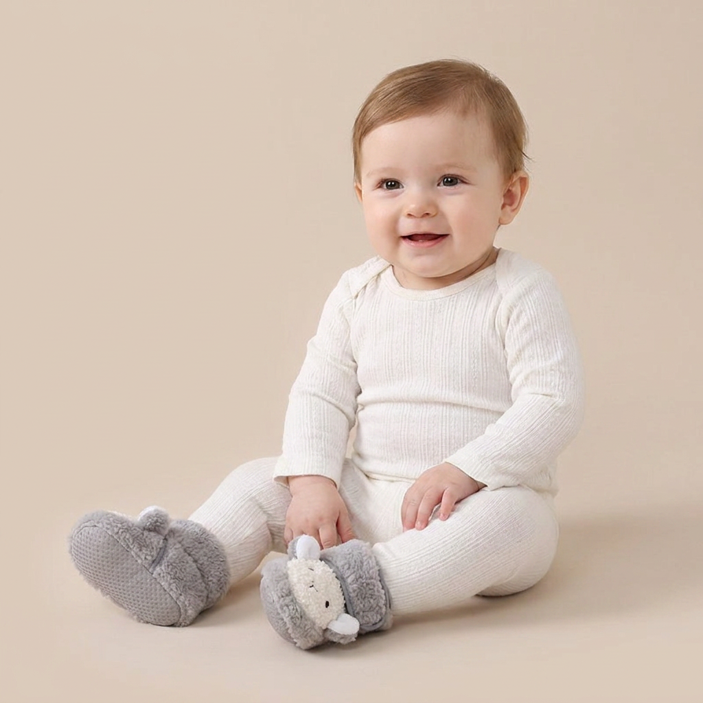 3D Lamb Face Sherpa Booties