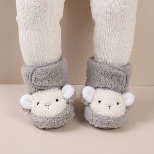 3D Lamb Face Sherpa Booties
