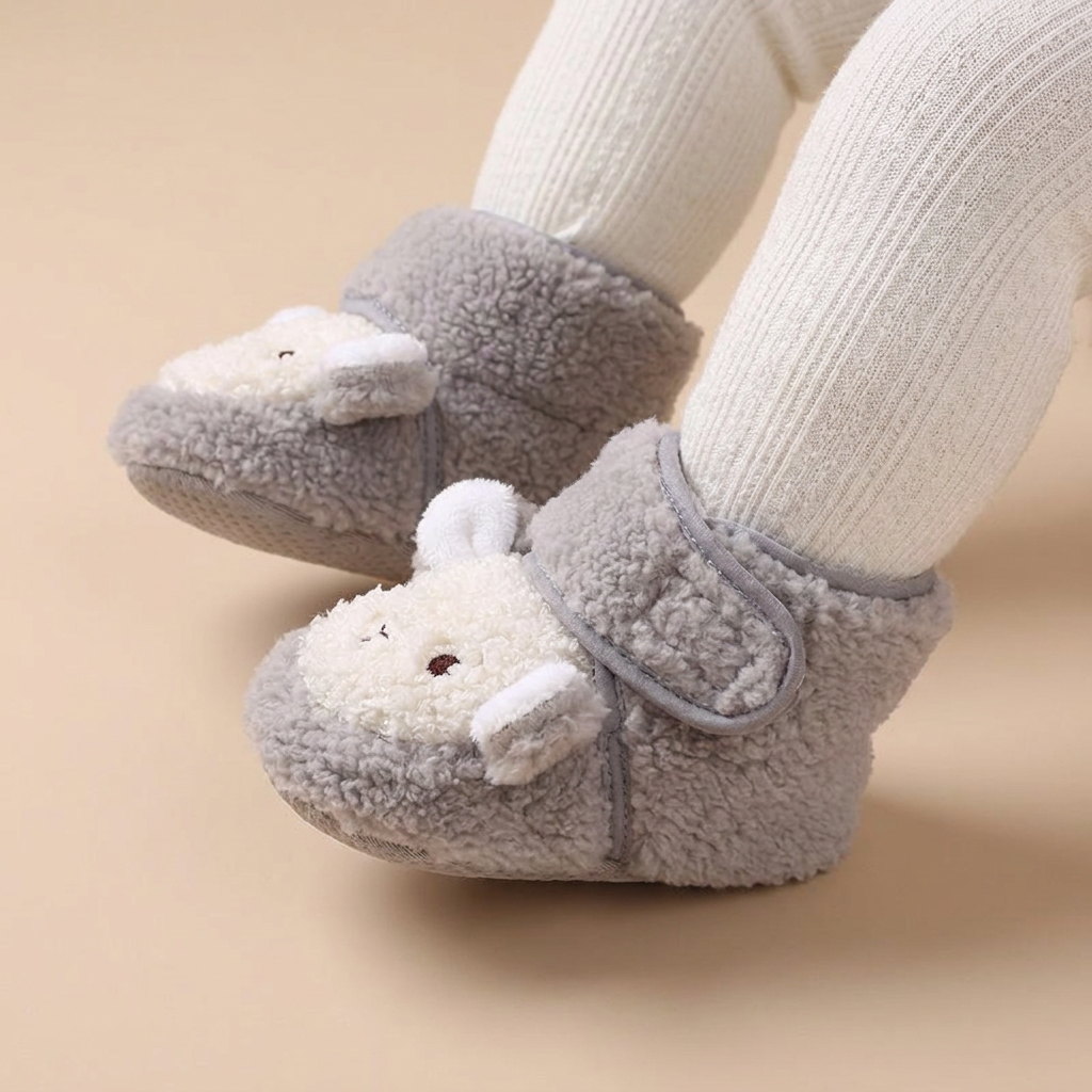 3D Lamb Face Sherpa Booties