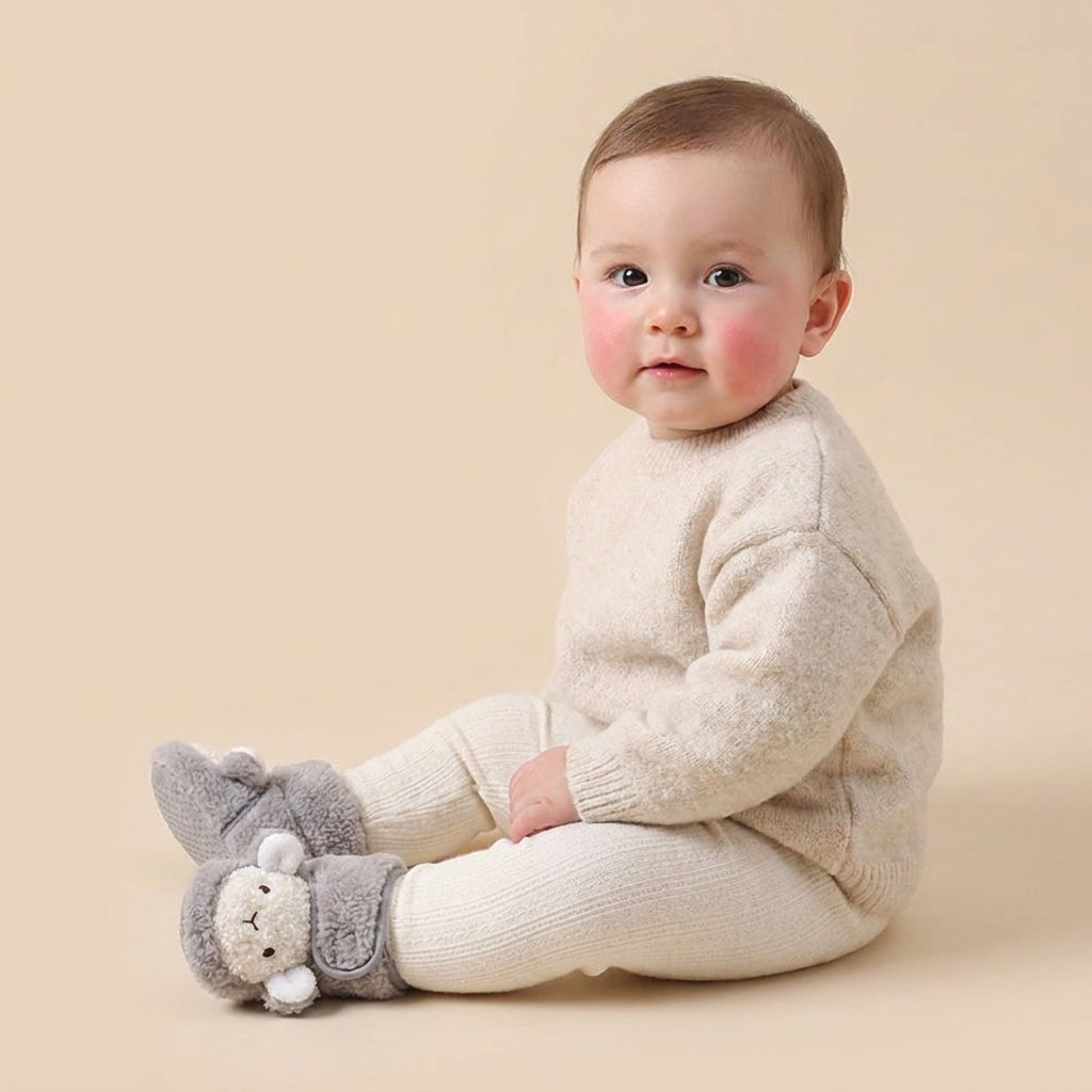 3D Lamb Face Sherpa Booties