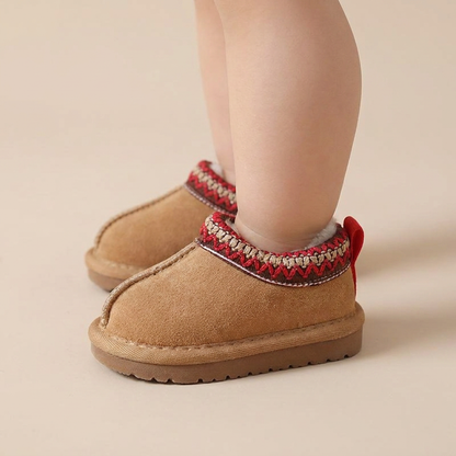 Aztec Trim Fluffy Slip-On Boots