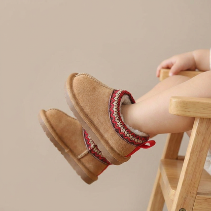 Aztec Trim Fluffy Slip-On Boots