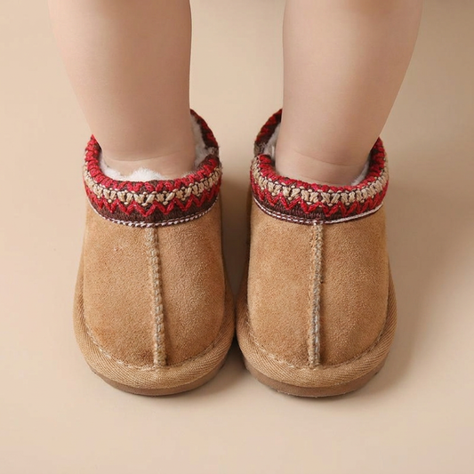 Aztec Trim Fluffy Slip-On Boots