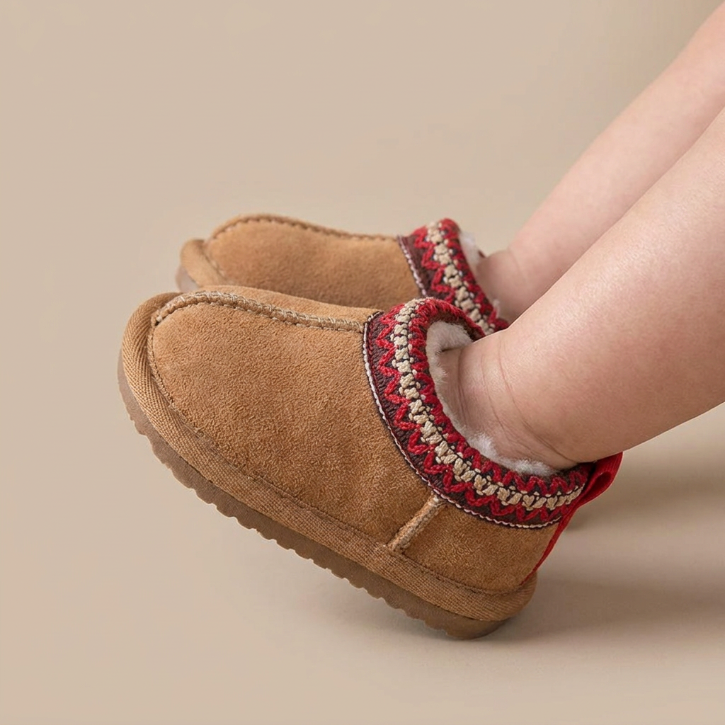 Aztec Trim Fluffy Slip-On Boots