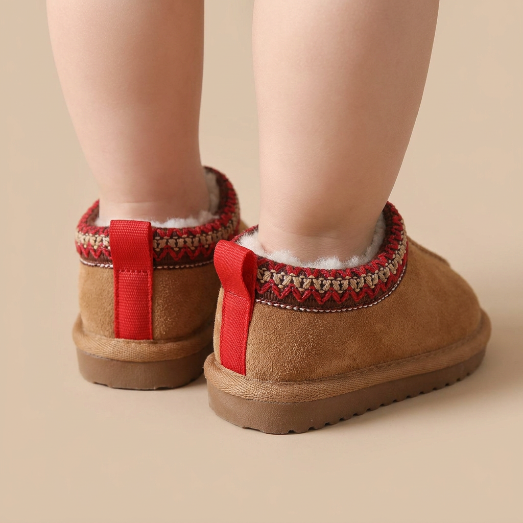 Aztec Trim Fluffy Slip-On Boots