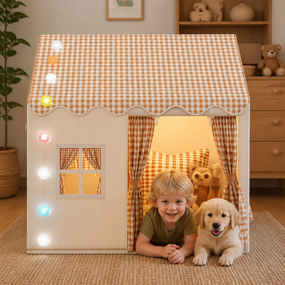 Kids Play House Tent with Checkered Roof