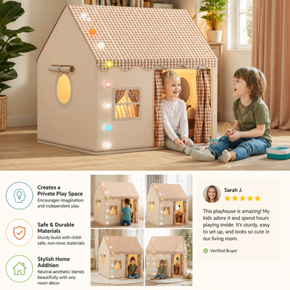 Kids Play House Tent with Checkered Roof