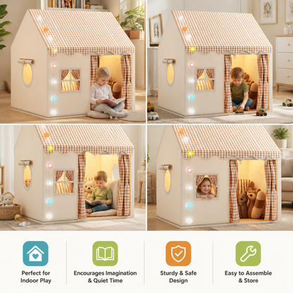 Kids Play House Tent with Checkered Roof
