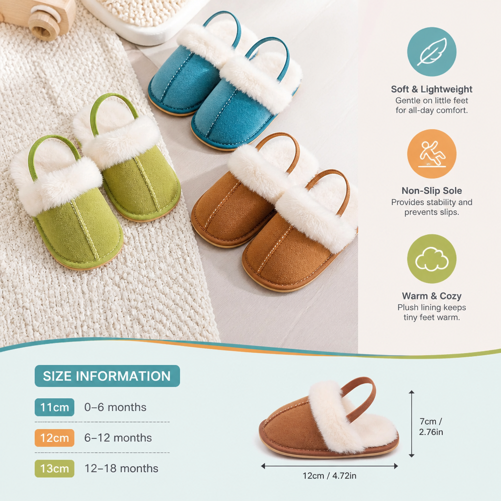 Cozy Baby Non-Slip Shoes with Soft Sole for Indoor & Outdoor Use