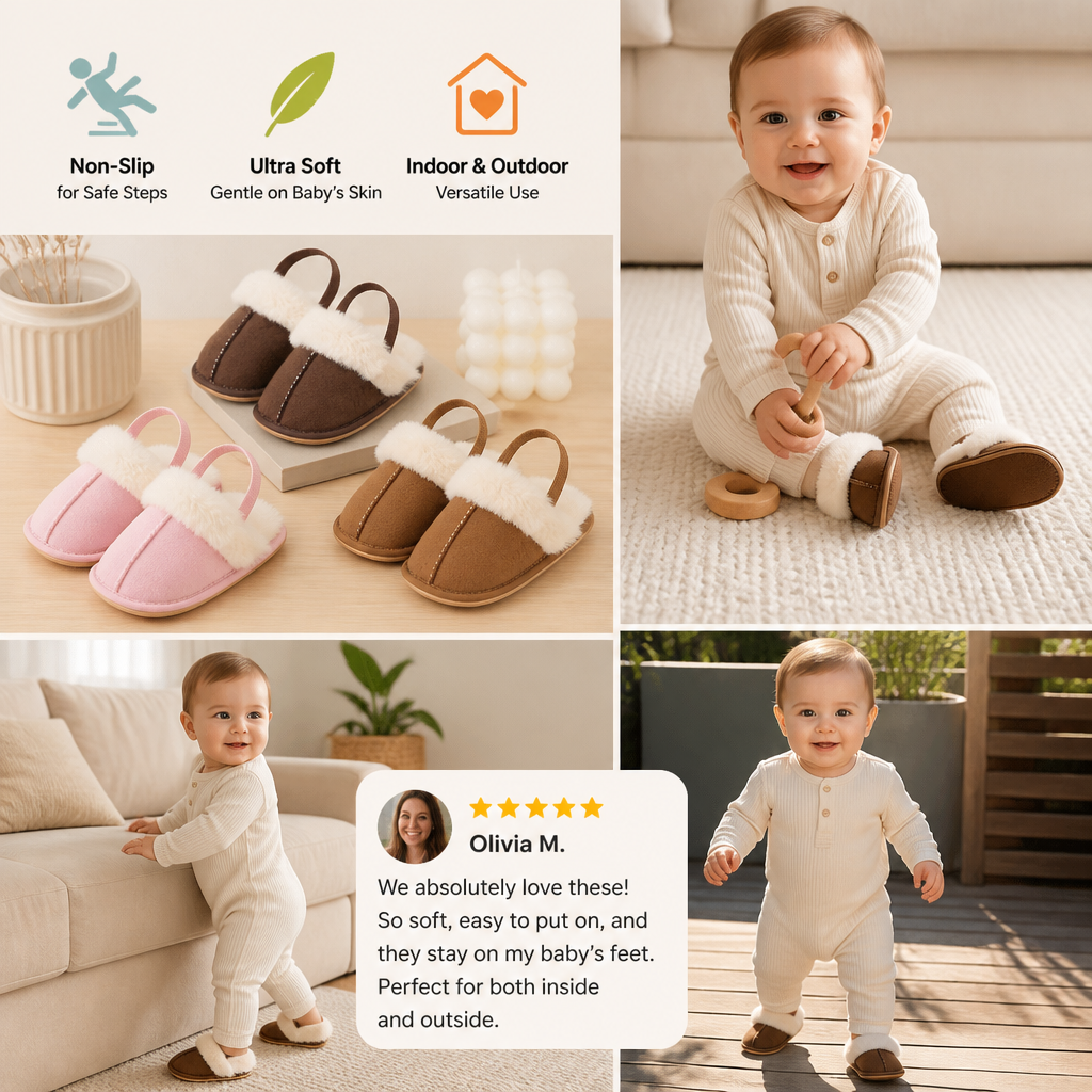 Cozy Baby Non-Slip Shoes with Soft Sole for Indoor & Outdoor Use