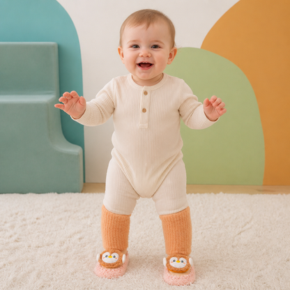 Warm Baby Non-Slip Socks – Lined Knee-High Socks with Cute Design for Babies & Toddlers