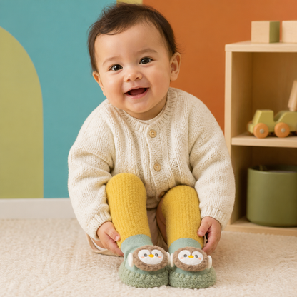 Warm Baby Non-Slip Socks – Lined Knee-High Socks with Cute Design for Babies & Toddlers