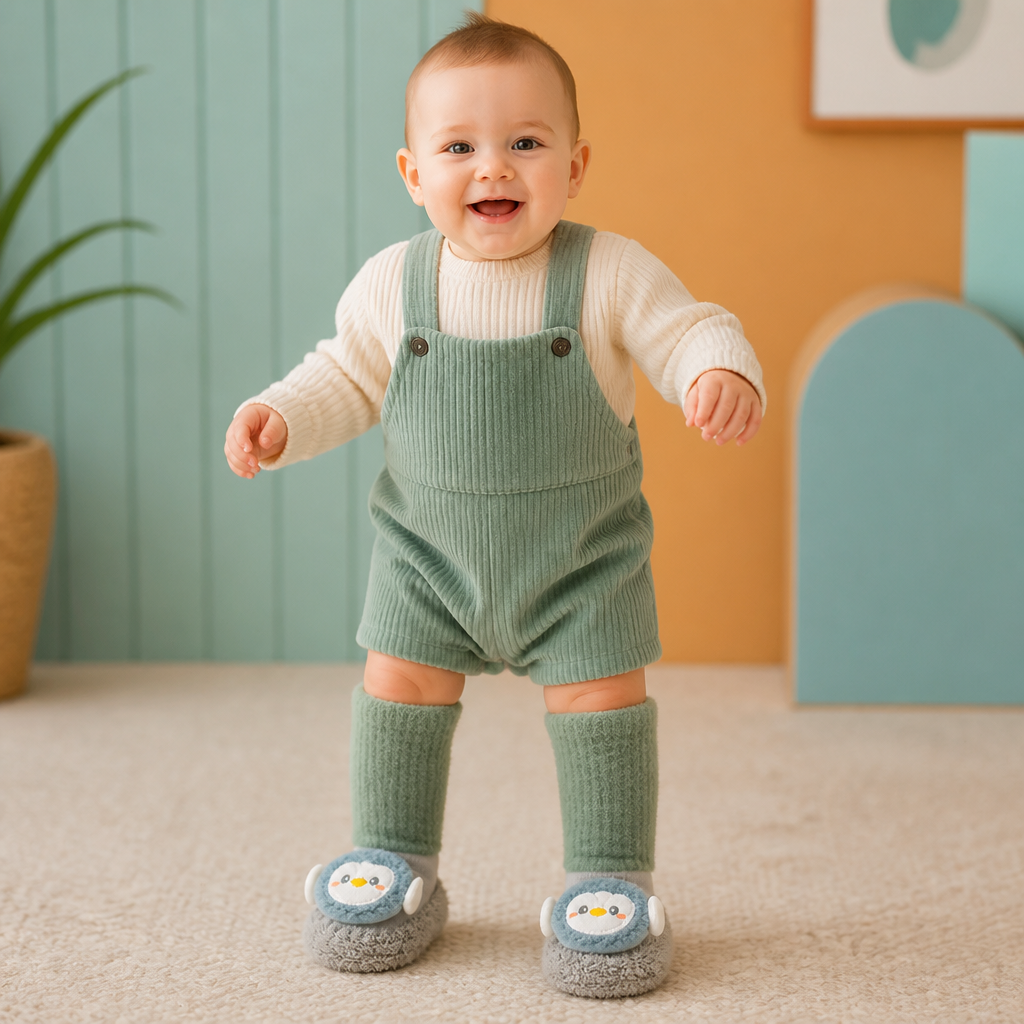 Warm Baby Non-Slip Socks – Lined Knee-High Socks with Cute Design for Babies & Toddlers