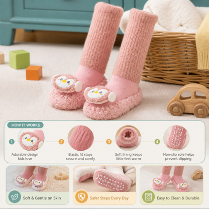 Warm Baby Non-Slip Socks – Lined Knee-High Socks with Cute Design for Babies & Toddlers