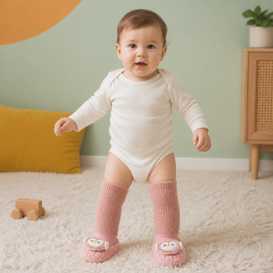 Warm Baby Non-Slip Socks – Lined Knee-High Socks with Cute Design for Babies & Toddlers