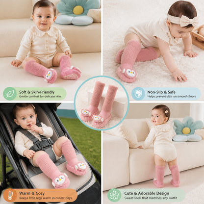 Warm Baby Non-Slip Socks – Lined Knee-High Socks with Cute Design for Babies & Toddlers