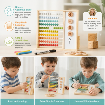 Magnetic Wooden Abacus for Kids – Educational Toy with Numbers and Colors