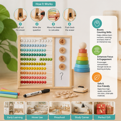 Magnetic Wooden Abacus for Kids – Educational Toy with Numbers and Colors