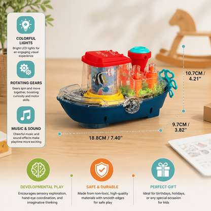 Light-Up Gear Boat – Musical Electric Toy Boat for Kids