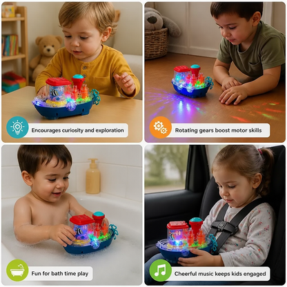 Light-Up Gear Boat – Musical Electric Toy Boat for Kids
