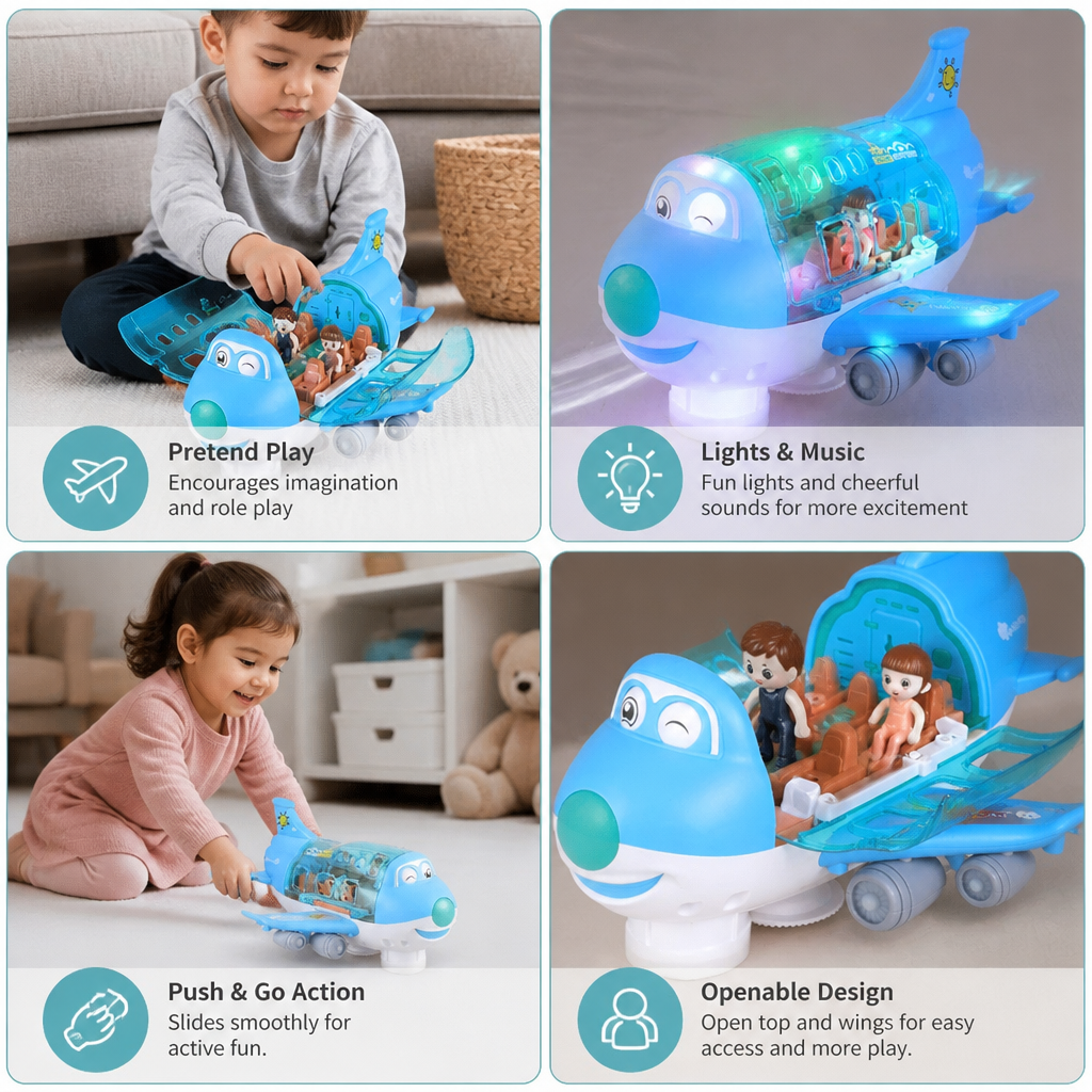 Driving Toy Airplane with Lights and Music