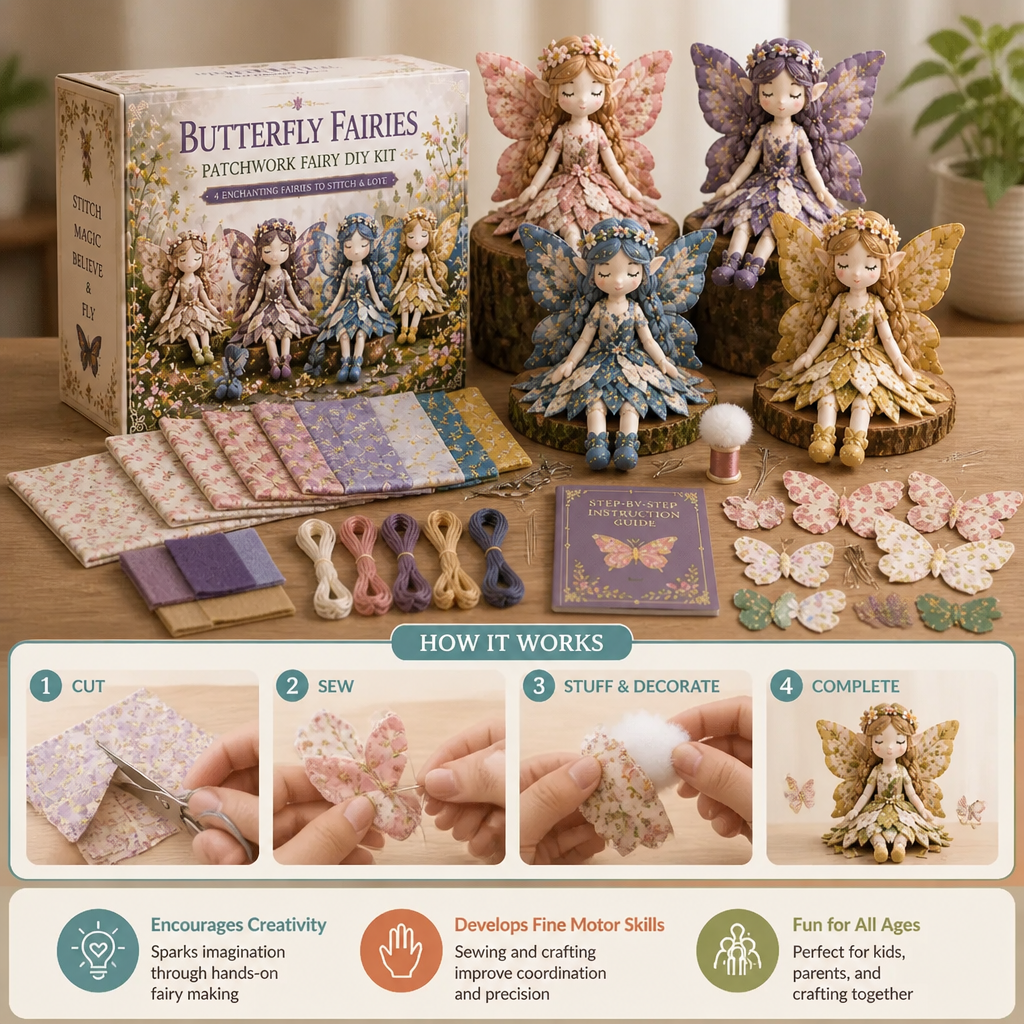 Fairy DIY Sewing Kit for Kids – Make Enchanting Fairy Dolls with Fabric, Accessories & Instructions