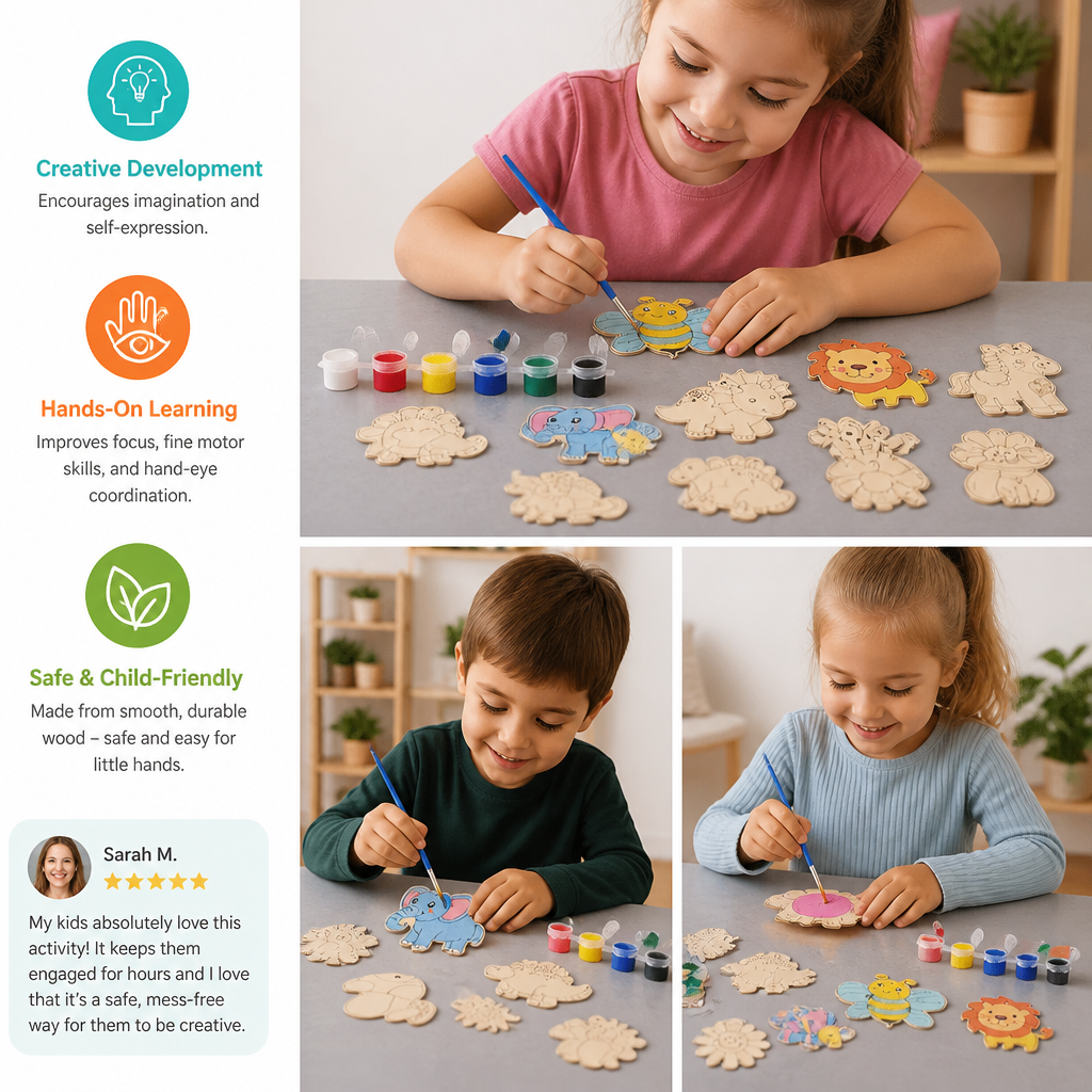 DIY Wooden Paint & Play Craft Kit for Kids