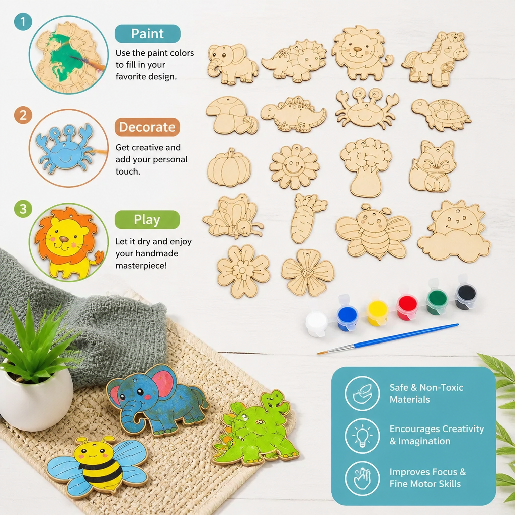 DIY Wooden Paint & Play Craft Kit for Kids