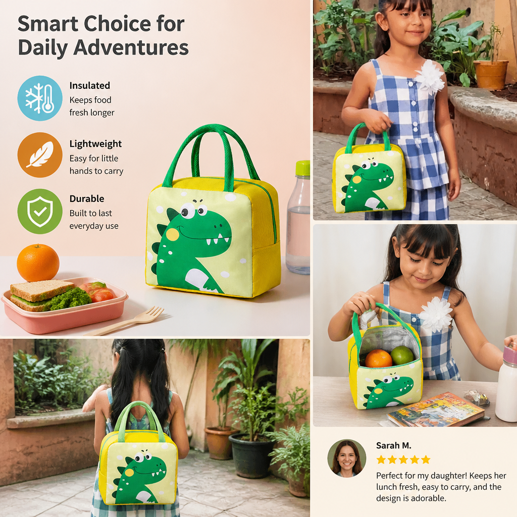 Cartoon Animal Insulated Lunch Bag for Kids