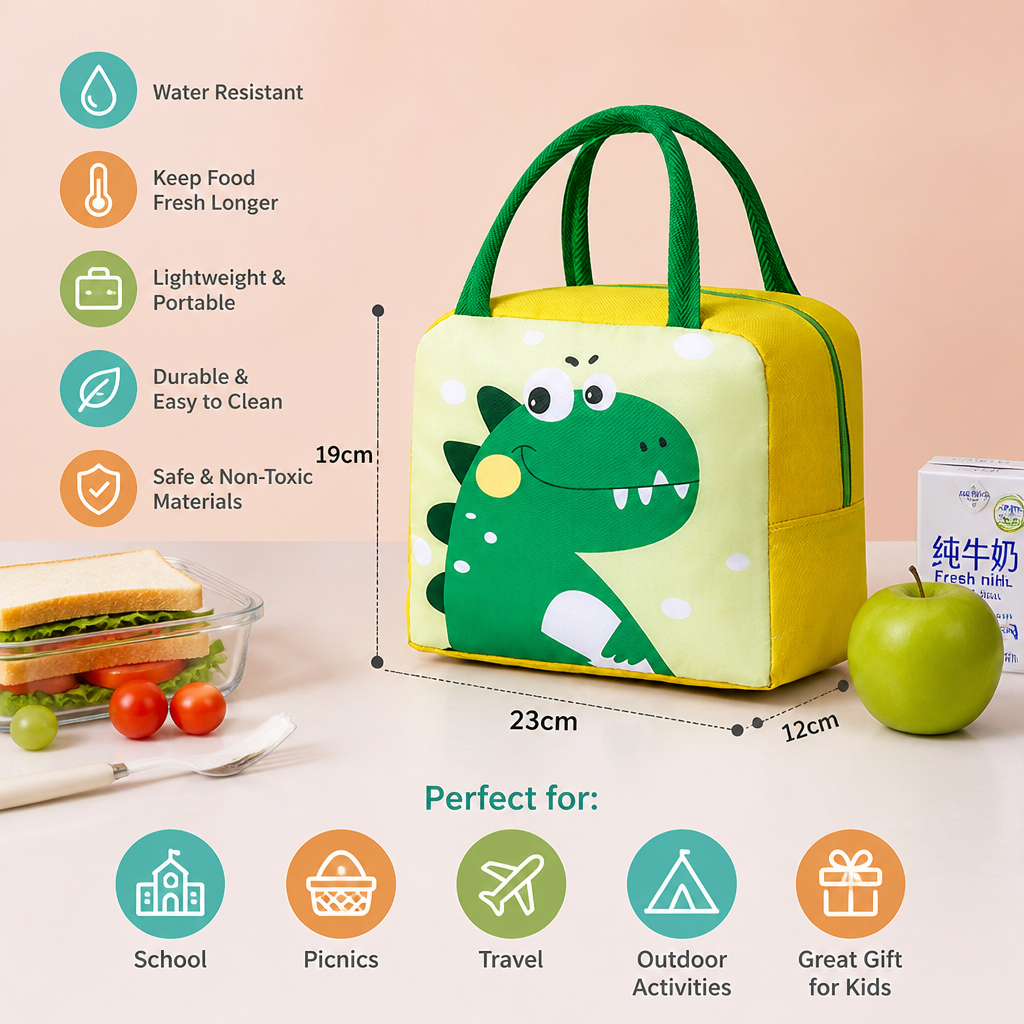 Cartoon Animal Insulated Lunch Bag for Kids