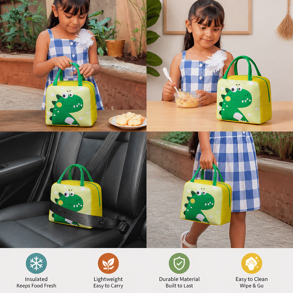 Cartoon Animal Insulated Lunch Bag for Kids
