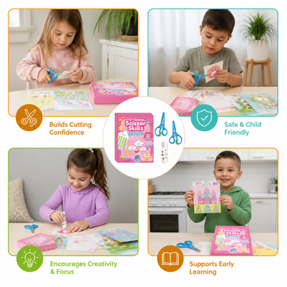 Kids Scissor Skills Activity Book – Safe Cutting Practice with Safety Scissors